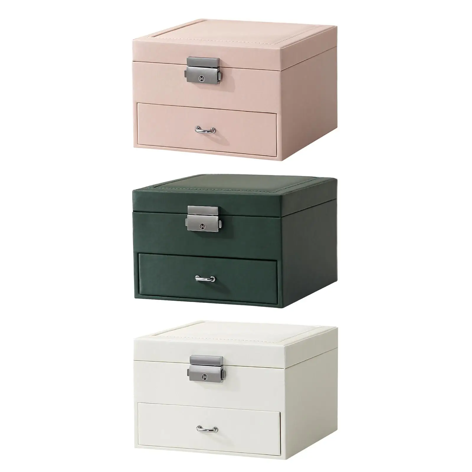 

Girls Jewellery Box Organiser Double Layer PU Leather Jewelry Storage Case