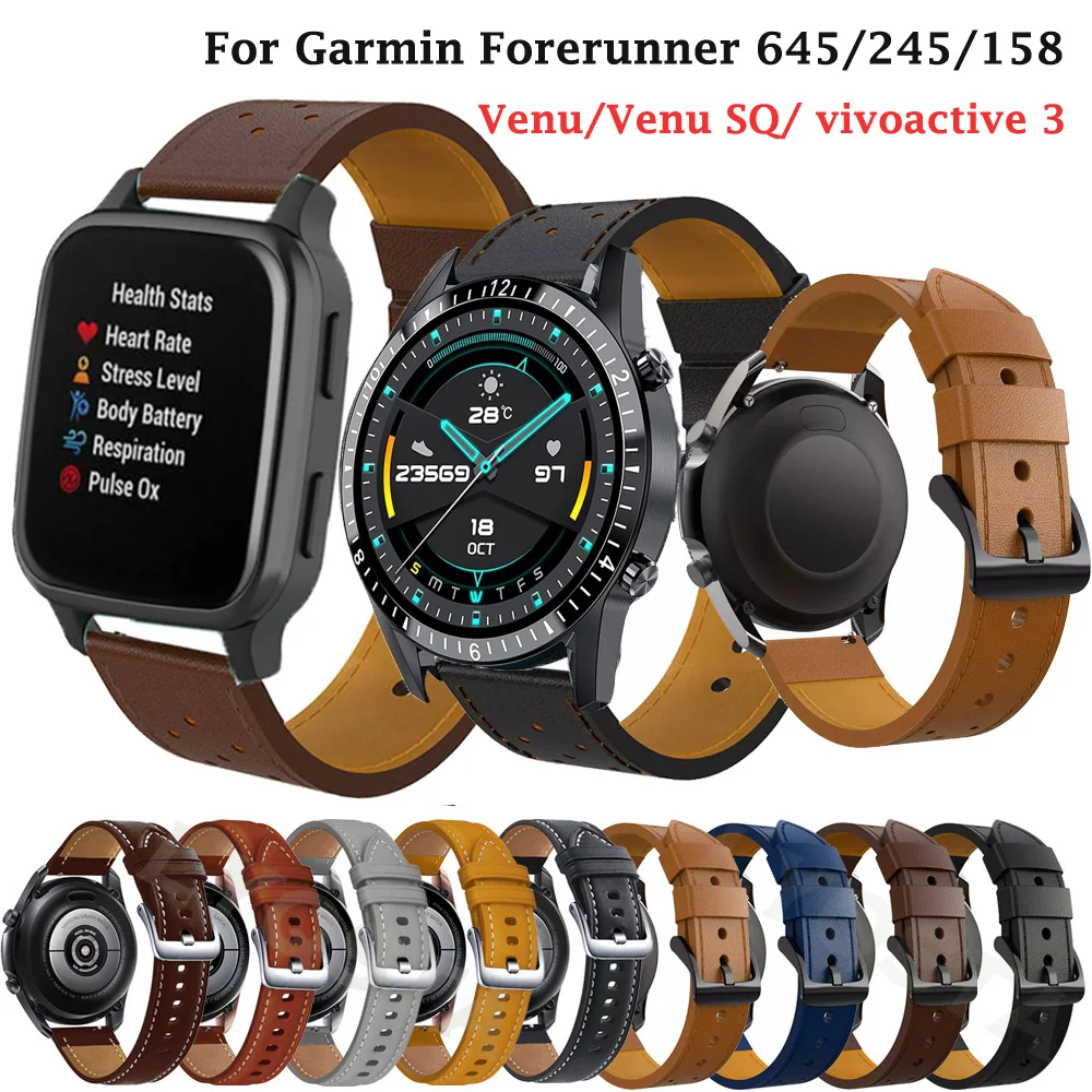 

Ремешок кожаный для смарт-часов Garmin Forerunner 745, 20, 22 мм