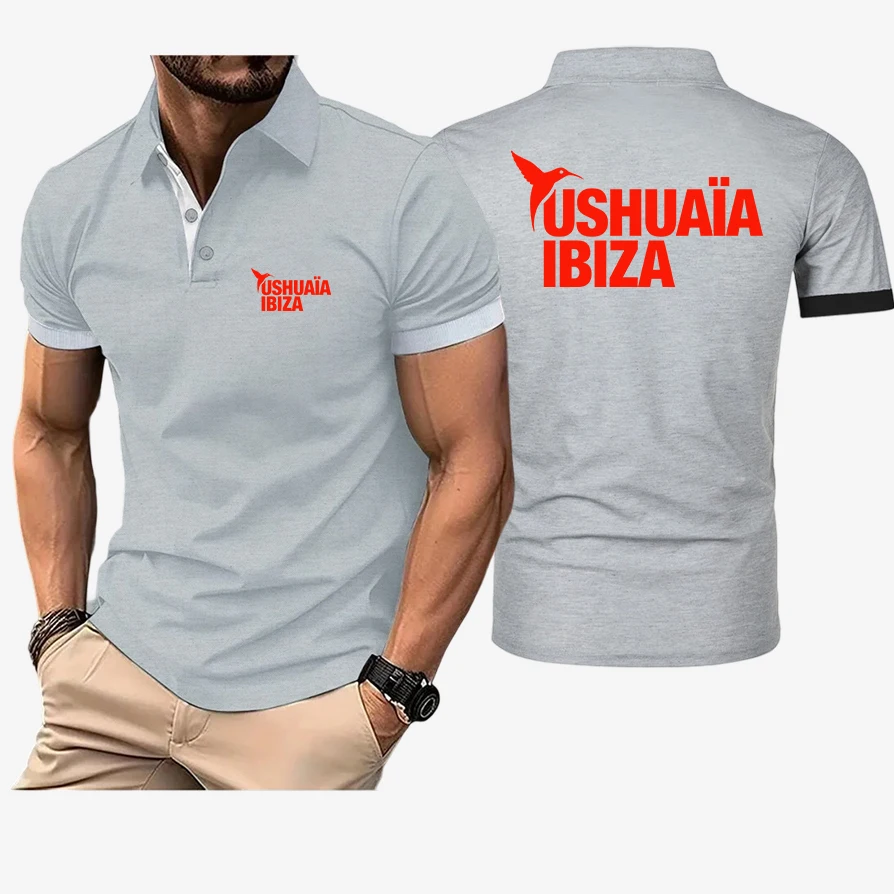 Фото Мужская футболка-поло Ushuaia Ibiza с принтом логотипа, летняя новинка 2026 года, с коротким рукавом, повседневная, деловая, модная, приталенная №2