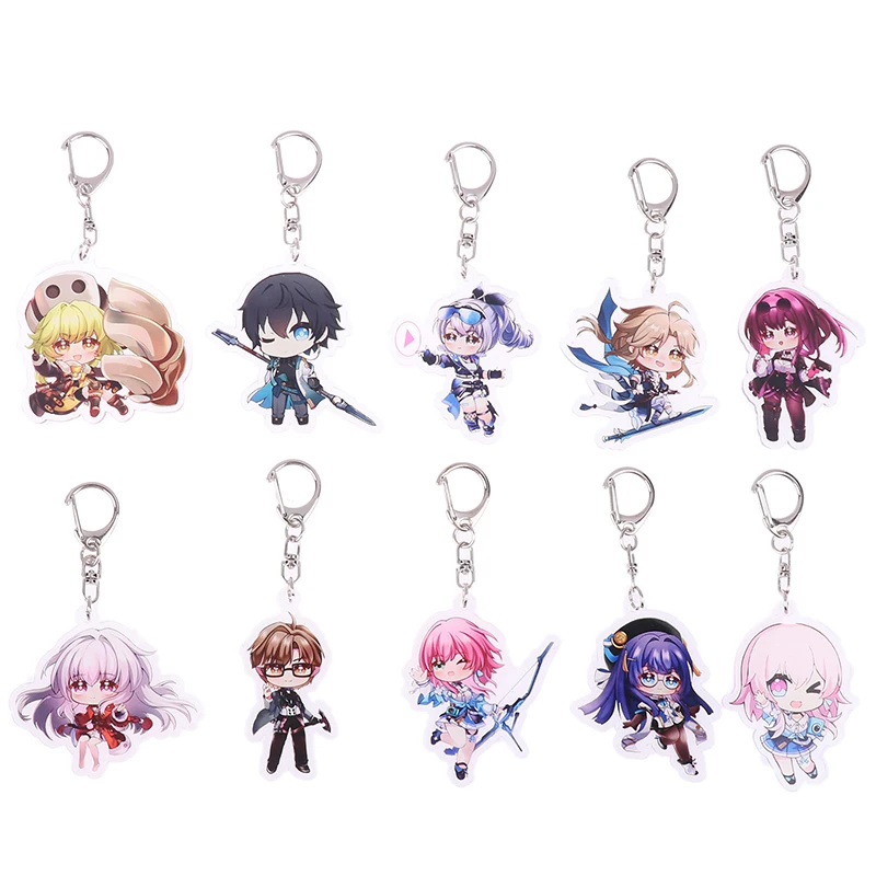 

Game Honkai Star Rail Acrylic Keychain With Pendant Accessories Asta Bronya Herta Arlan Figures Carabiner For Keys Holder Ring