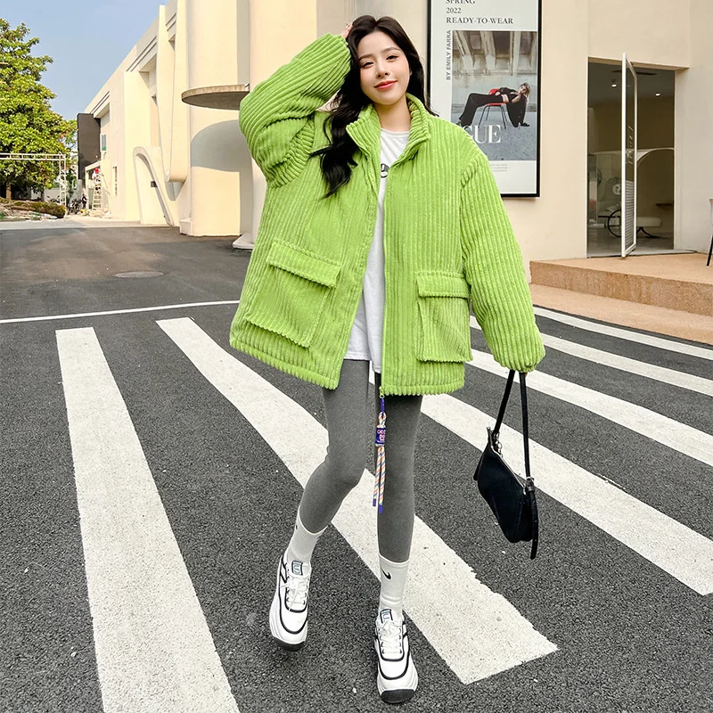 Snow Wear Cotton Corduroy Coat Women Winter Jacket Thicken Warm Short Female High Quality Warm Outwear Women Parkas