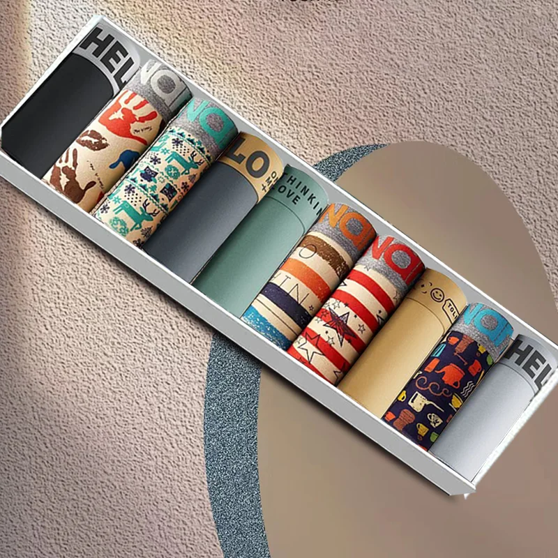 Трусы-боксеры мужские 10 шт. дышащие пикантные боксеры однотонные удобные шорты с