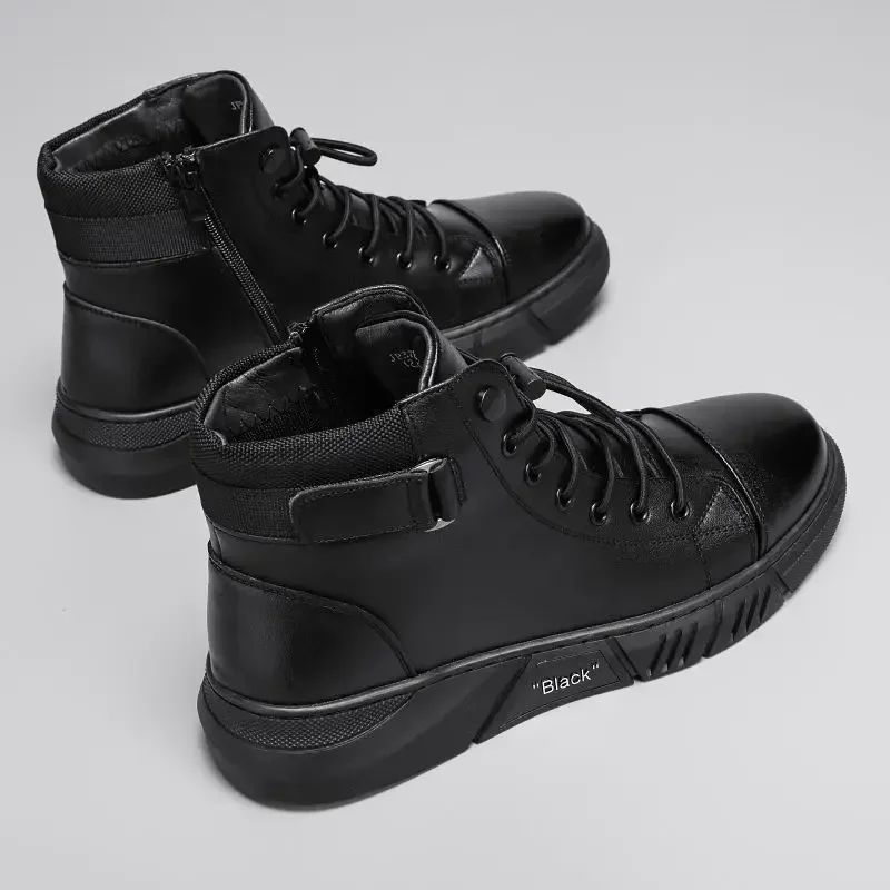 Мужские мотоциклетные ботинки черные кожаные ботильоны с высоким берцем