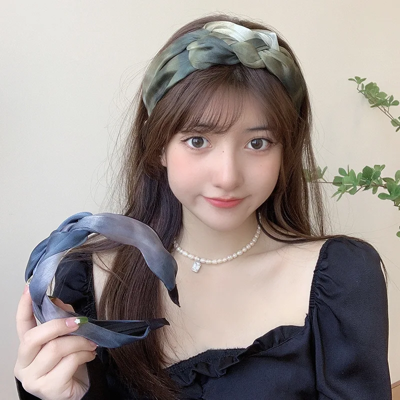 

Mesh Braid Hairpin Headband Female Face Wash Summer High Head Top Headdress 2022 New High-End Headband