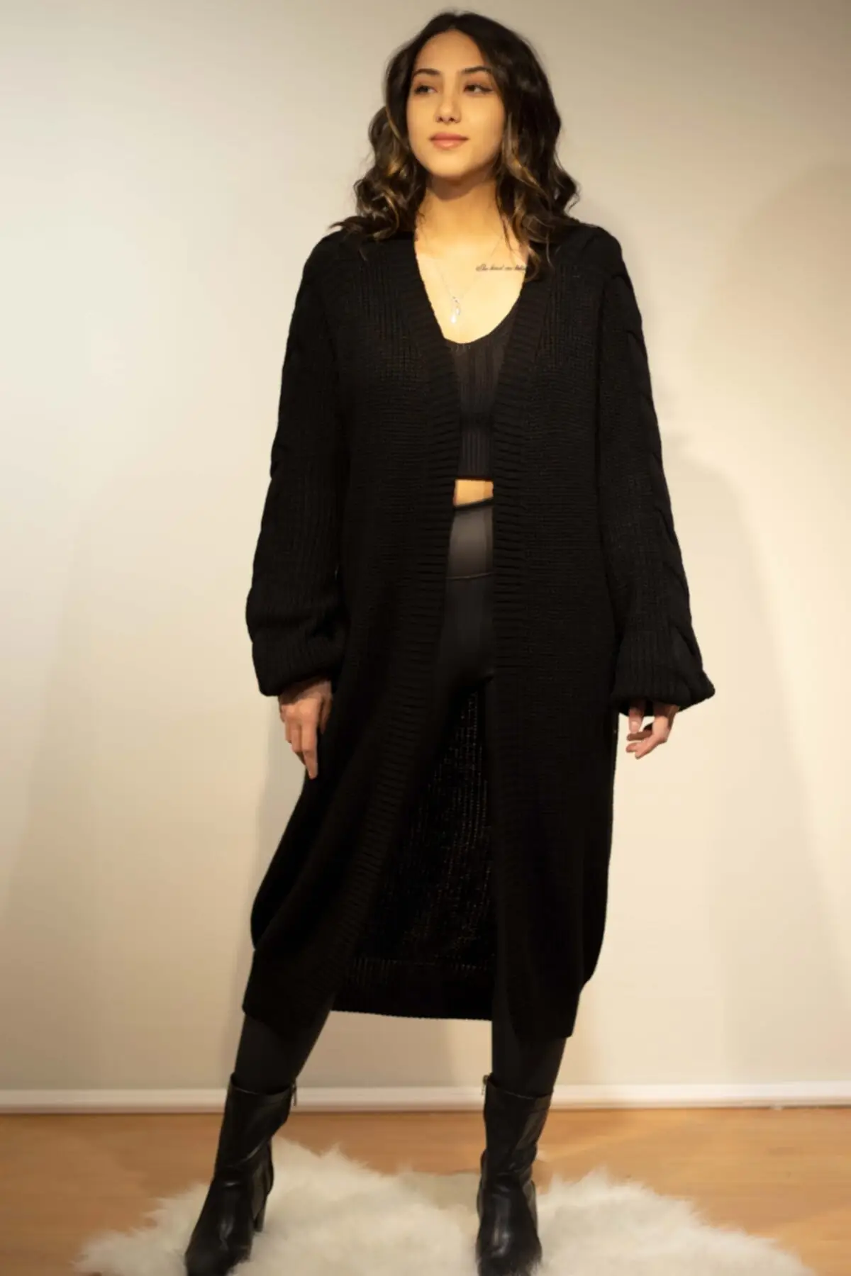 

Women's Cardigan Sleeves Knit Detail Long Casual Knitted Quality Fashion Cardigan Sweaters Loose Sweater Jumper