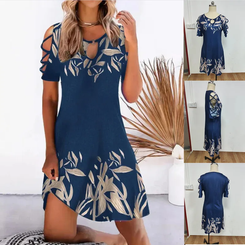

Women Loose Vintage Sexy Fashion Ruffles Befree Dress Hole Sexy Summer Party Casual Party Elegant Mini Dresses Plus Sizes