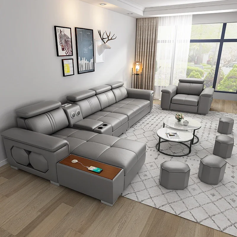 Современный кожаный диван для гостиной роскошный дизайнерский с откидной