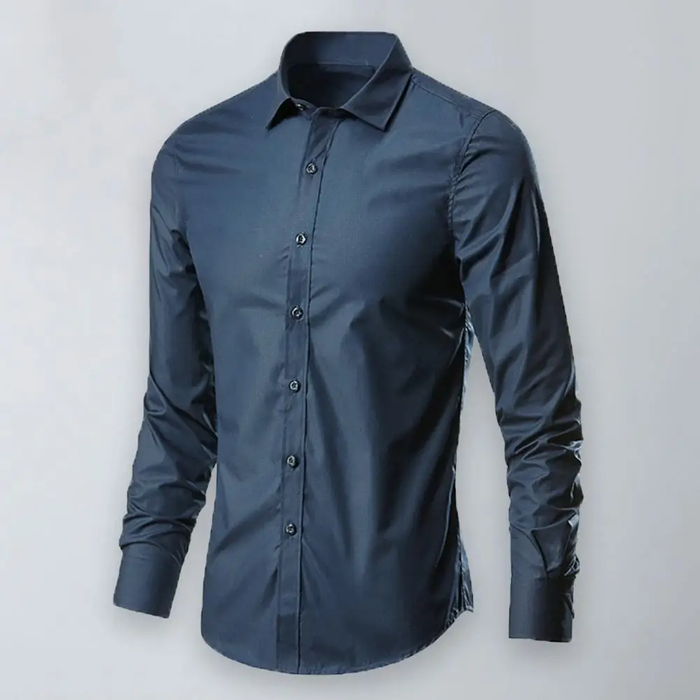 

Trendy Spring Shirt Slim Fit Casual Lapel Men Spring Shirt Long Sleeve Soft Shirt for Daily Wear