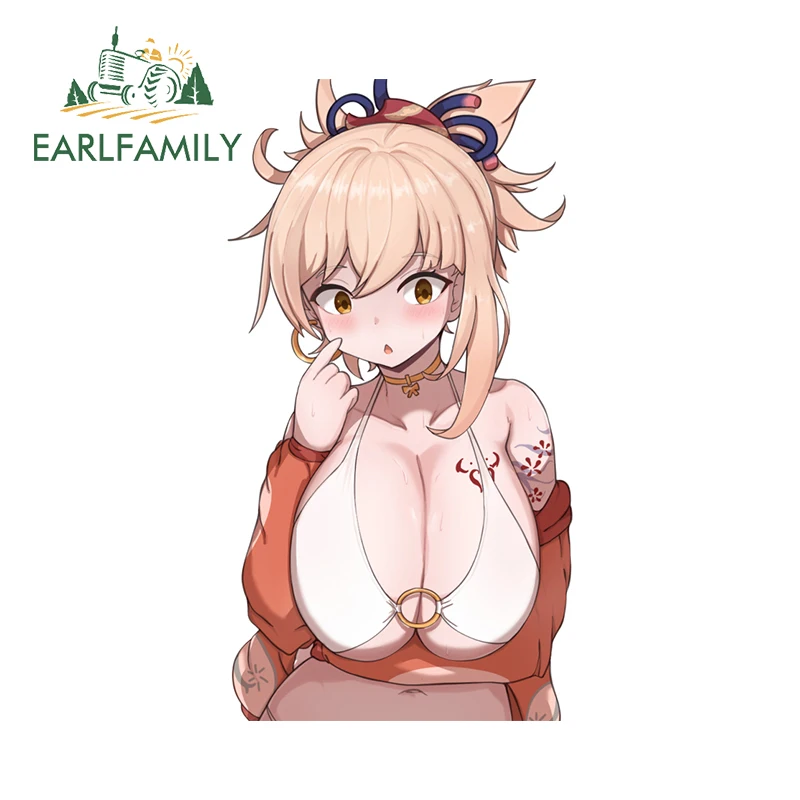 EARLFAMILY 13 см x 7 большая грудь Yoimiya Ahegao милые стикеры на автомобиль аниме тату демон