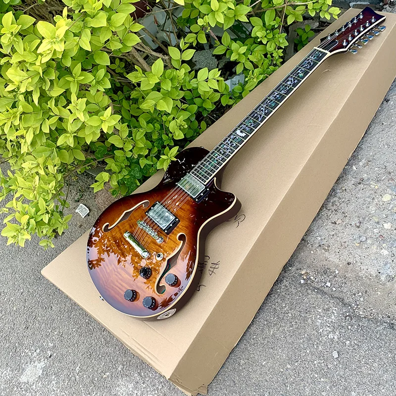 

High quality 12-string hollow electric guitar, rose wood fingerboard, Wood grain qin body，quality assurance