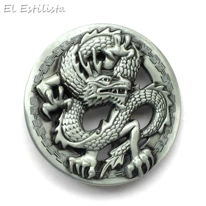 Круглая модная пряжка для ремня с драконом в ковбойском стиле животными из