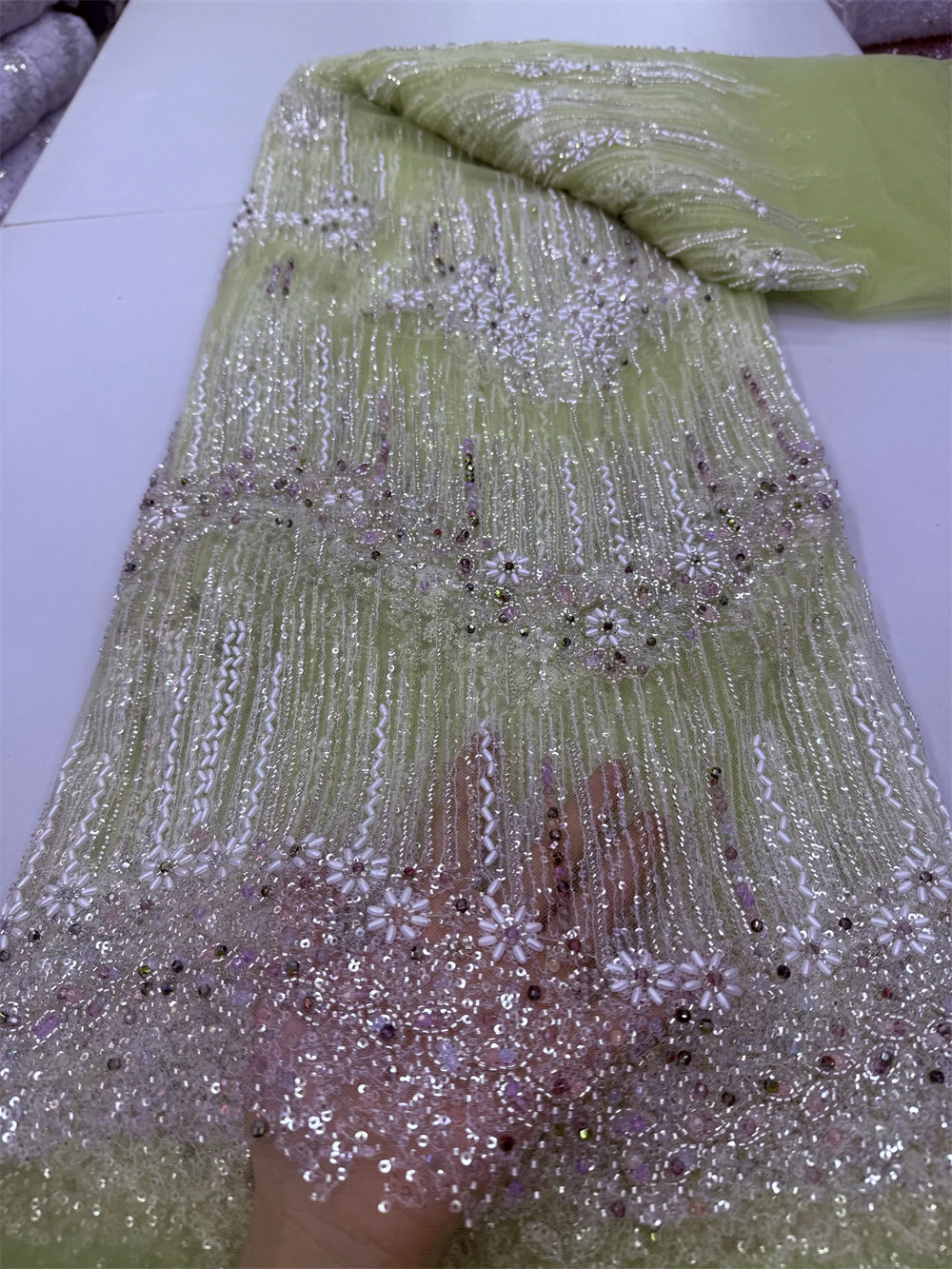 Роскошная темно-синяя африканская сетчатая кружевная ткань с блестками 2024