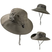 hat men with brim fisherman cap summer with string uv protection quick drying outdoor camping climbing accessory