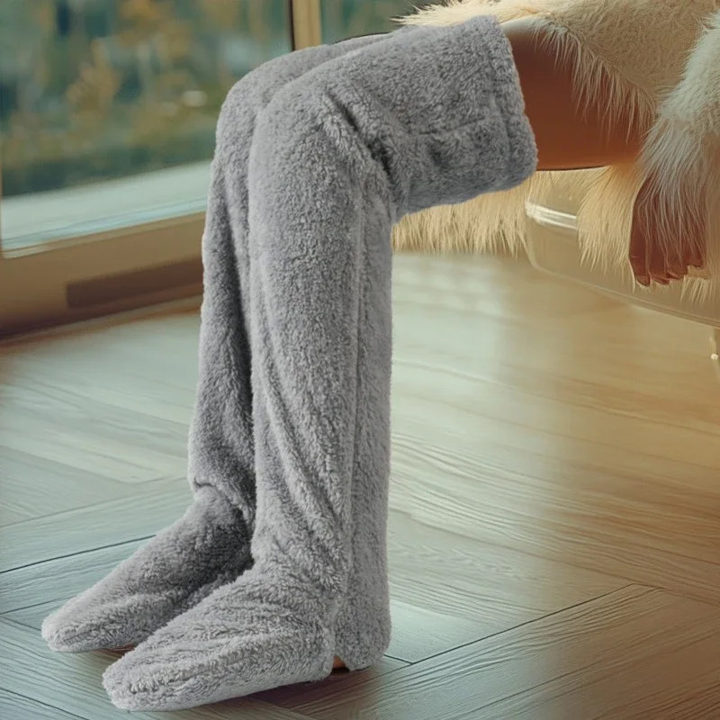 2024 женские меховые Высокие Сапоги выше колена зимние плюшевые тапочки на плоской