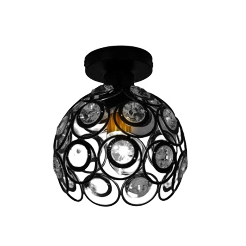 

Round Shape Creative Crystal Minimalist Ceiling Light Ceiling Lamp Bedroom Lamp Single European Iron Lamp Crystal Lamp