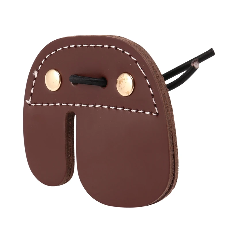 

Cowhide Archery Finger Tab For Recurve Bows Hunting Finger Protector Brown