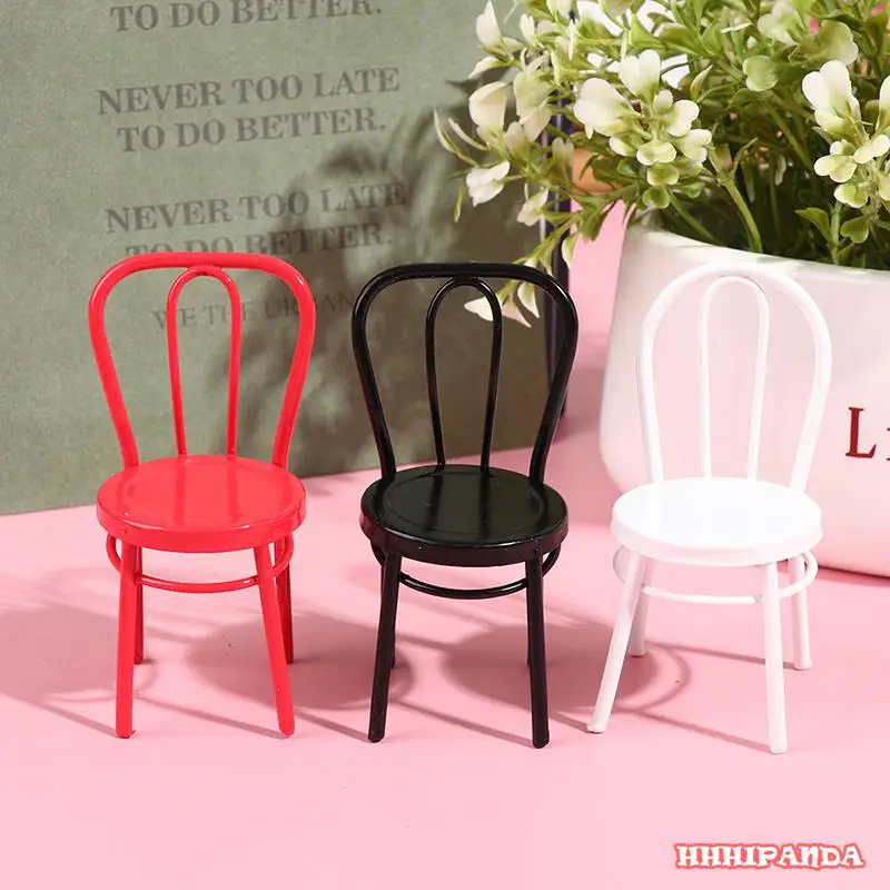 

1/12 Dollhouse Small Metal Stool Simulation Chair Furniture Model Toys For Doll House Accessor Home Iron Decorate