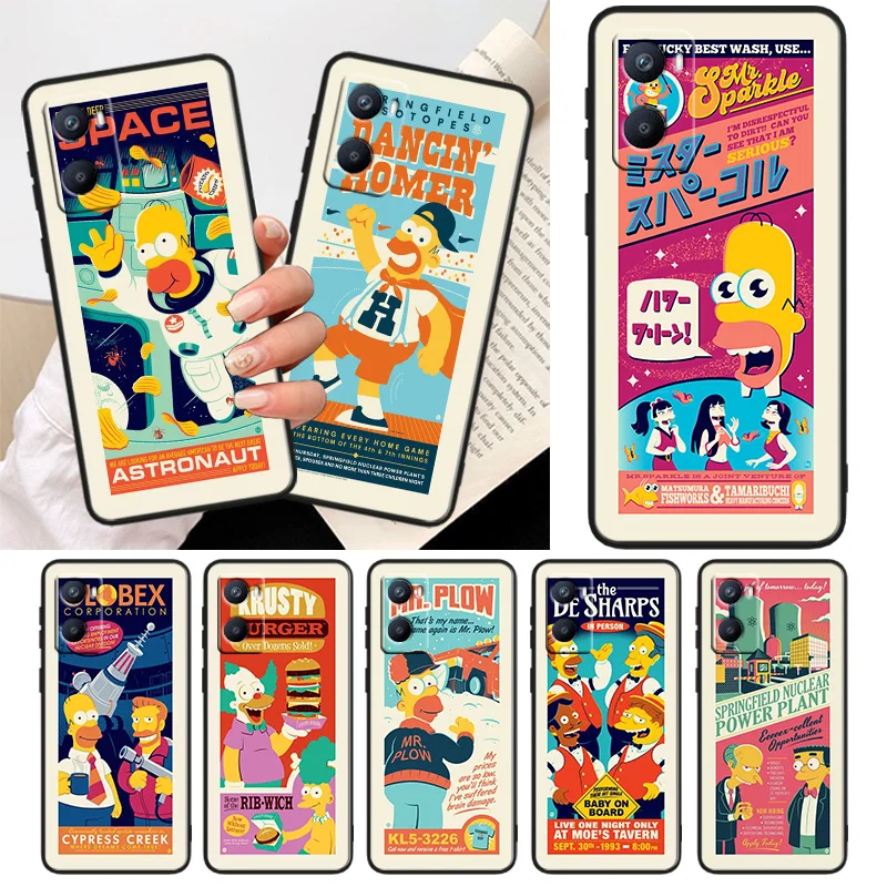 

Cartoon Cute Simpsons Phone Case For OPPO A56S A55 A54S A53S A52 A33 A32 A31 A16S A16 A12 A11S A9 A5 2020 Black Cover
