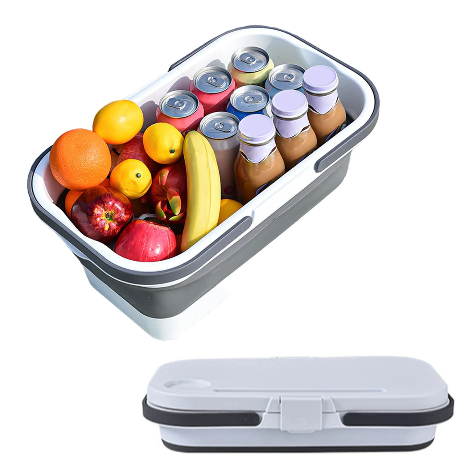 

Складная корзина для пикника с настольными корзинами, портативная корзина с крышкой, эргономичные ручки, настольные коробки с крышкой для з...