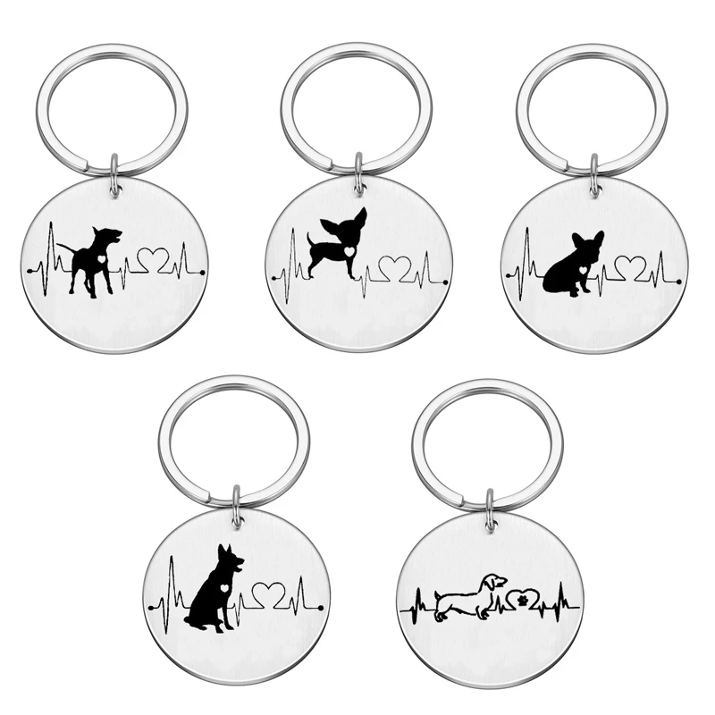 

Персонализированный брелок для ключей с забавной собакой, модный мультяшный брелок для ключей с собакой, животным, для женщин, мужчин, унисе...