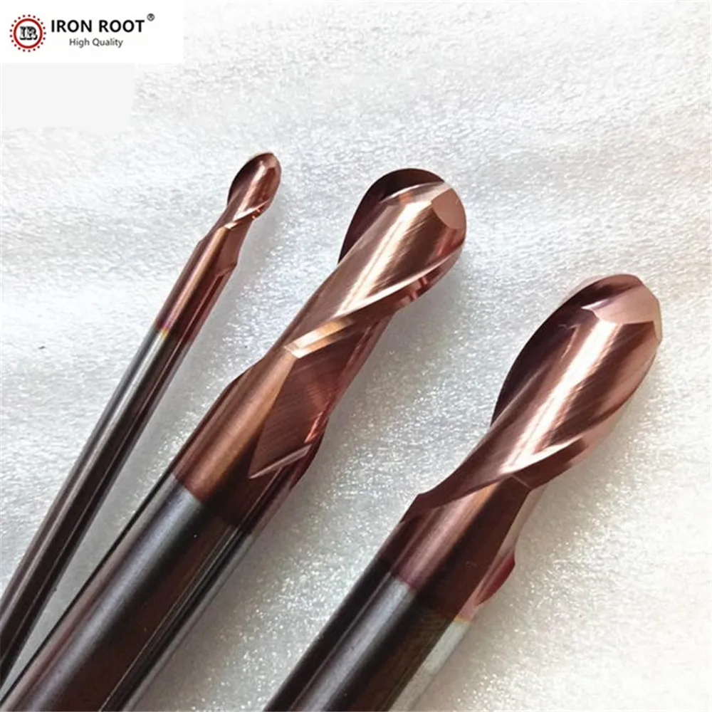 

IRON ROOT Ball End Mill, HRC58, R1.5mm-R6.0mm,CNC Lathe Turning Cutter Milling Cutter 2 Flute Ball End Carbide End Mill,End Mill