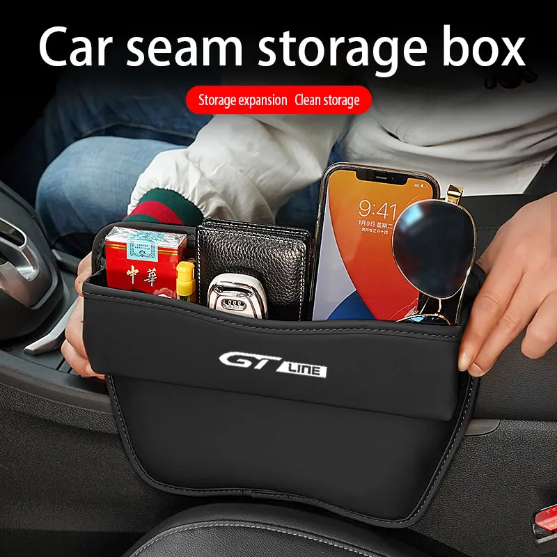 Car Leather Seat Storage Box Gap Plug Storage Organizer For Peugeot gtline GT LINE 508 5008 3008 208 2008 308 Car Accessories