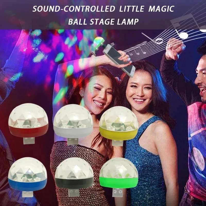 

Миниатюрный сценический светильник с голосовым управлением, маленький волшебный шар, светильник Rgb, Usb, Android для вращающегося сценического освещения, светодиодный