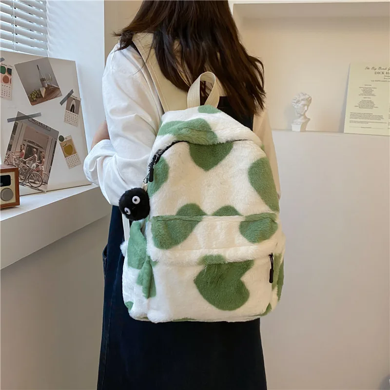 

Korean Y2k Preppy Wide Shoulder Strap Student Cute School Backpack Sports Fitness Bag 2023 Harajuku Sweet Girl Plush Backpack