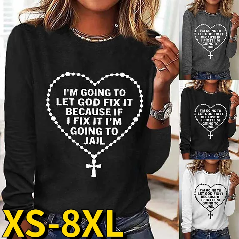 

Женская футболка с принтом Love Heart, Элегантный Простой Стильный пуловер с круглым вырезом и длинными рукавами, весна-осень 2023