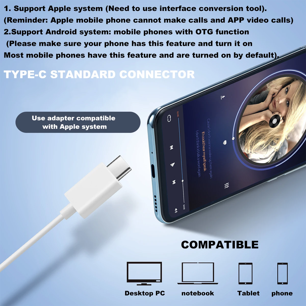 2 in 1 Wired Earbuds Type-C Interface Plug-Play With Lavalier Microphone Noise Reduction Voice Changing Live Streaming Headphone |