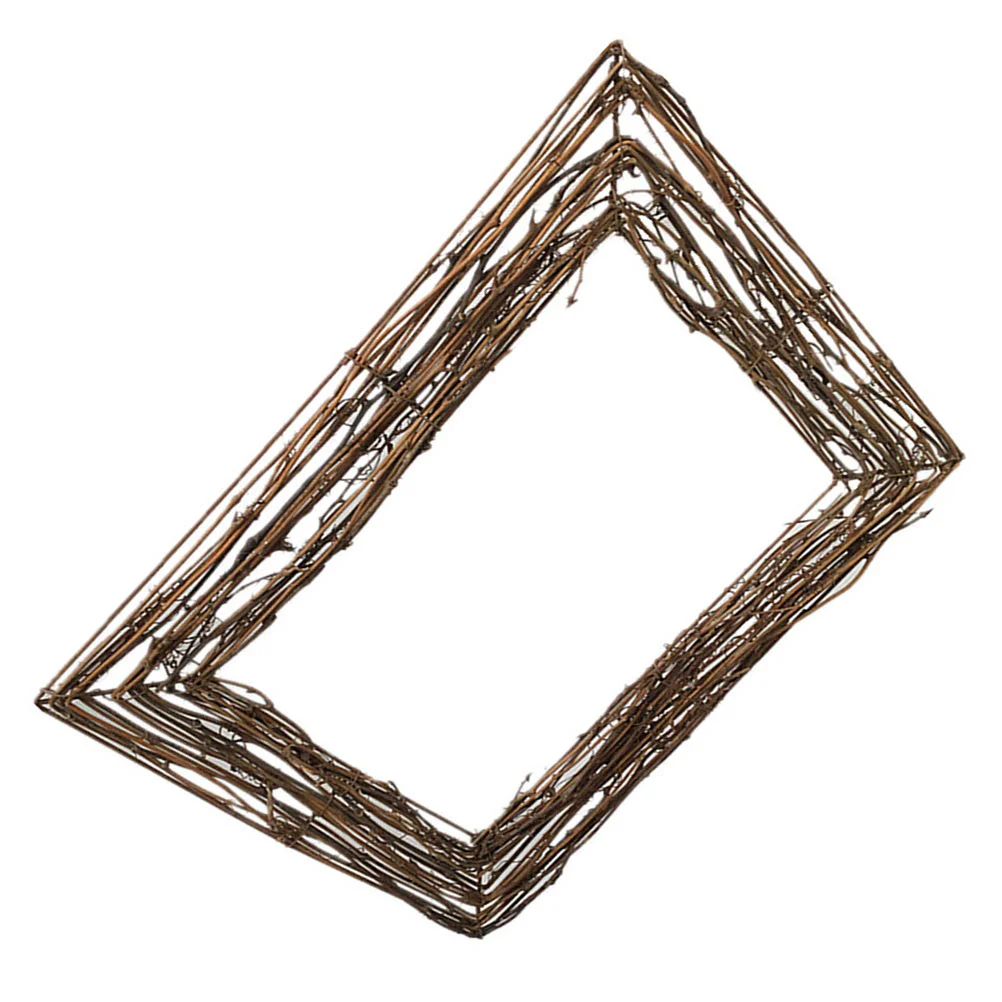 Натуральный венок из ротанга квадратная основа орнамент кольца мини-цветочная