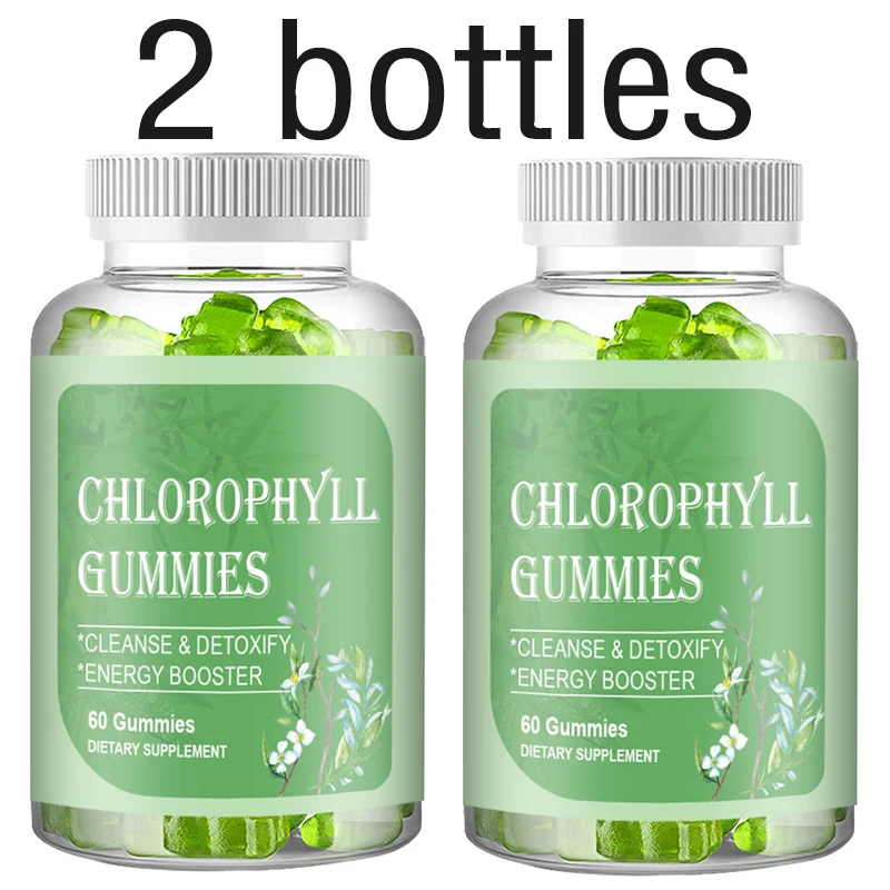 

2 bottles chlorophyll gummy enhances human immunity eliminates bad breath lowers blood pressure improves foot odor health food