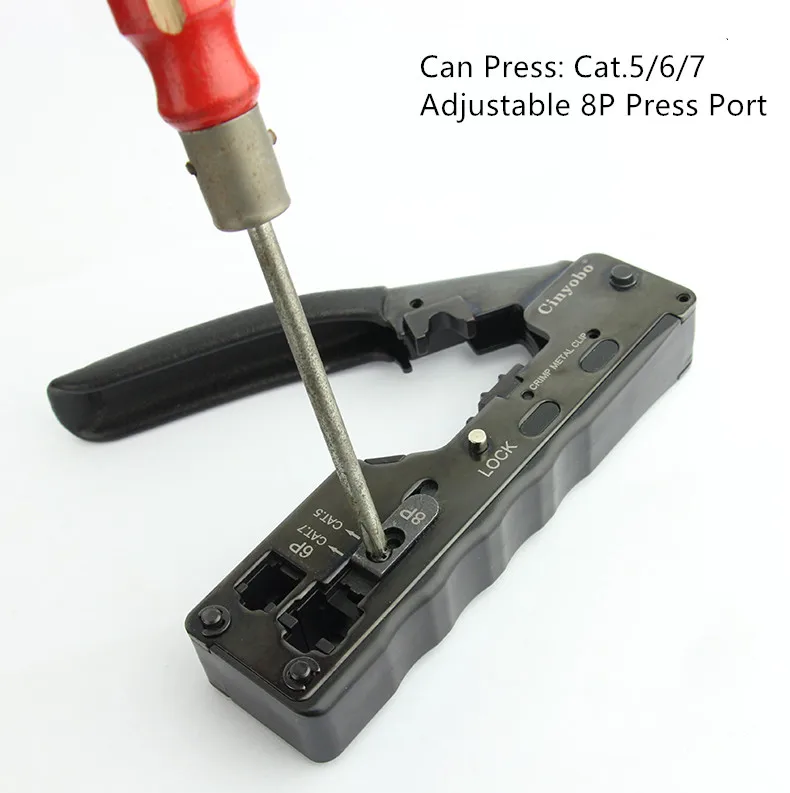 RJ45 Network Crimper Tool For Cat7 Cat6 Cat5 STP 8P8C Multifunction Crimp Metal Clip Stripper