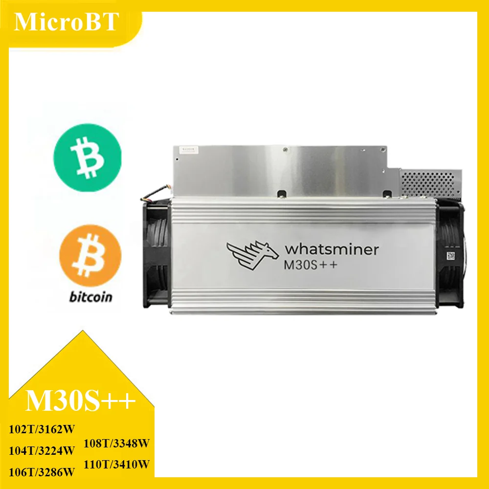

BTC Miner Whatsminer M30s++ Crypto Machine 102t 104t 106t 108t 110t 3162W 3224W 3286W 3348W 3410W Power Supply Included
