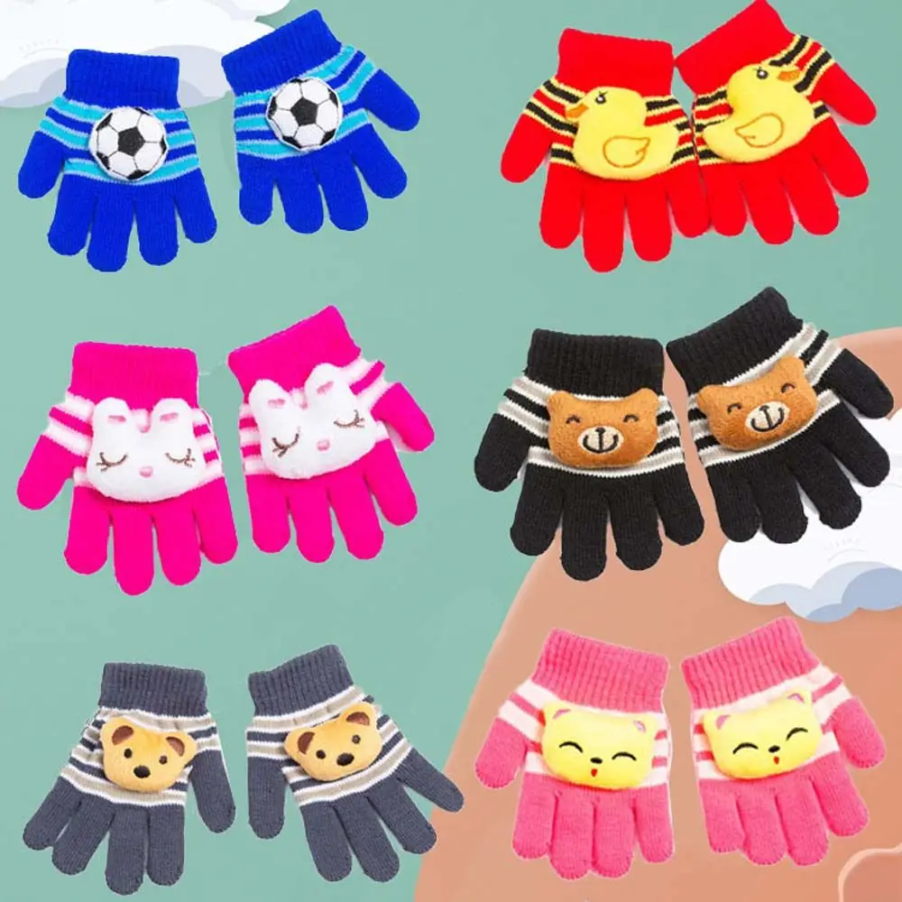 

Knitting Thick Warm Kids Gloves Winter Cartoon Soft Mittens Children Windproof Full Finger Gloves Kids Cute Warm Gloves 1-4Years