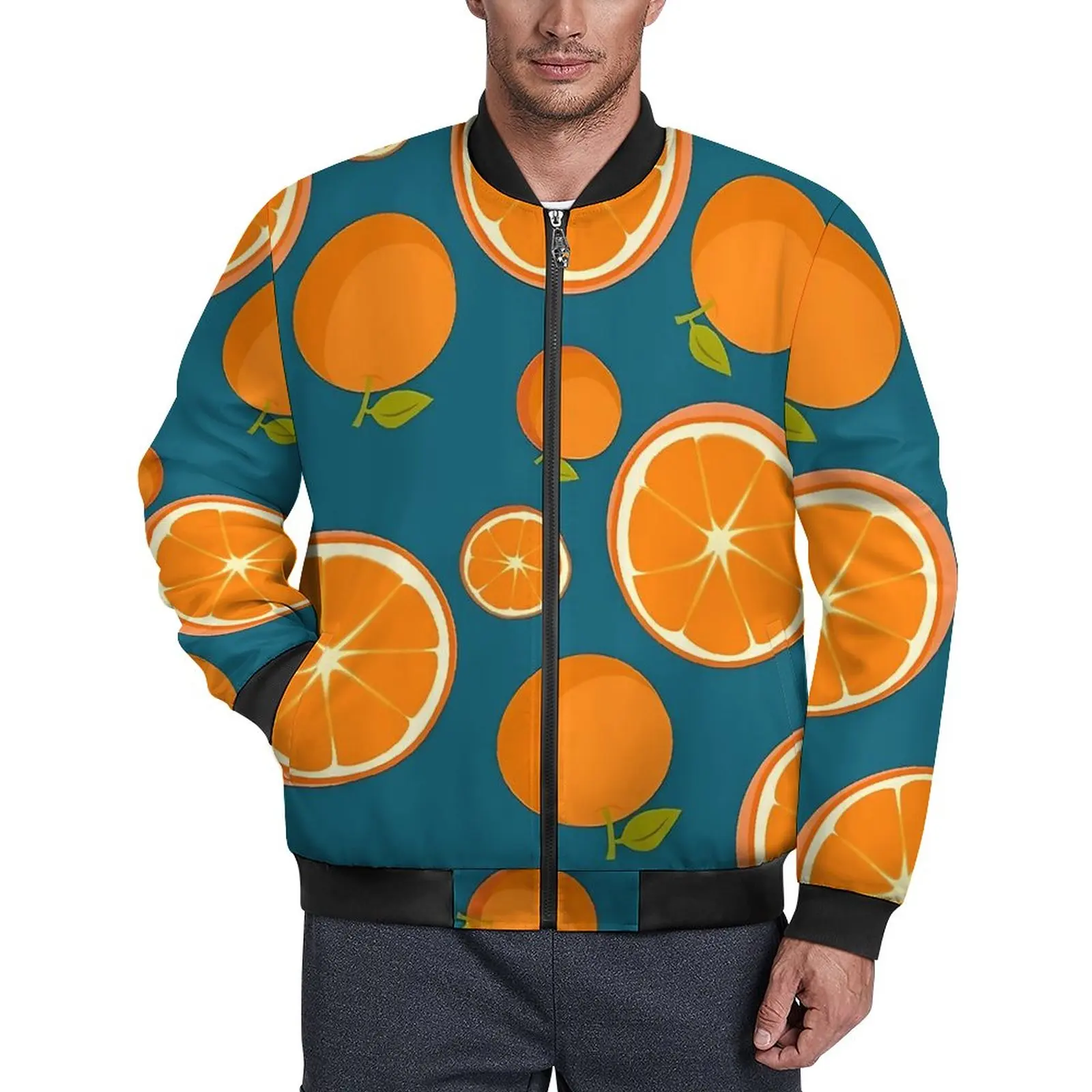 

Oranges Jackets Fruits Print Hooded Autumn Coats Mens Aesthetic Casual Jacket Pattern Classic Oversize Windbreak Gift Idea