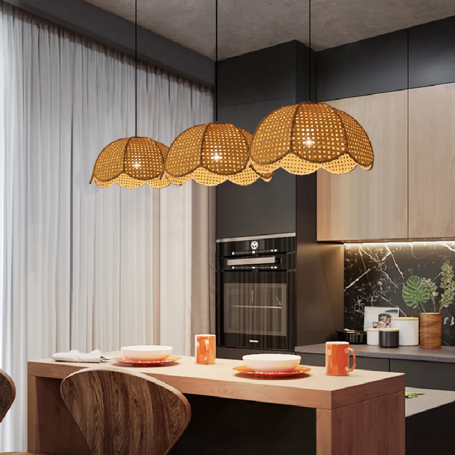 

Modern Japanese design led bamboo chandelier handmade indoor study kitchen dining room Japanese style led decorative lamp