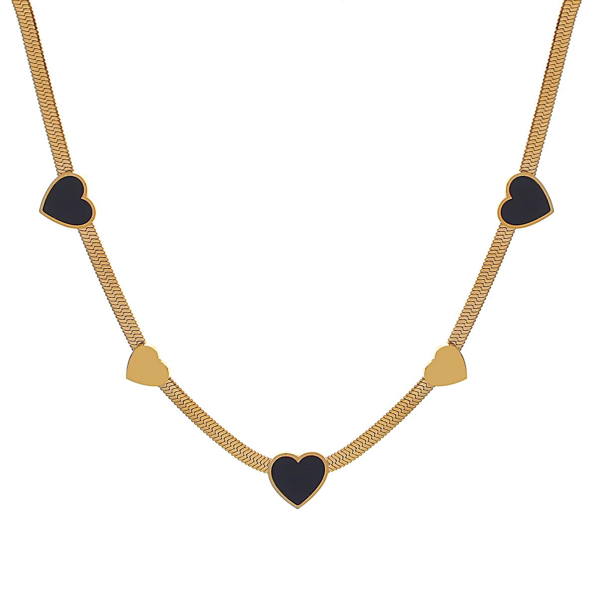 

AENSOA Creative Heart Shape Stainless Steel Shell Personality Chain Choker Necklaces 18K Gold Plated Charm Fashion Women Jewelry