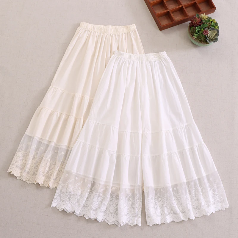 Брюки женские кружевные с вышивкой милые повседневные свободные хлопковые штаны