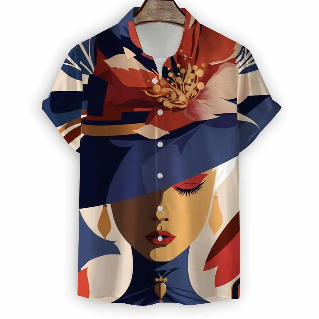 

Men's Hawaiian Shirt Beach Modern Girl Shirts For Men 3d Printed Vacation Short Sleeve Fashion Tops Tees Shirt Men Blouse Camisa