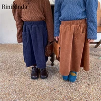 rinikinda 2022 winter new sweet girl skirt trendy baby retro style solid corduroy skirt fall kids for kids skirt for girls