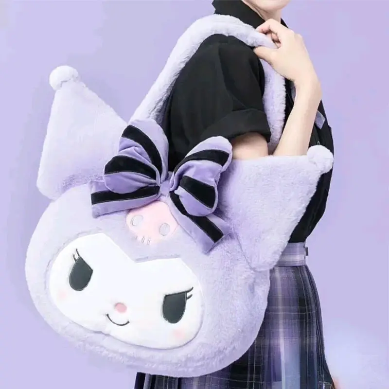 

Осенне-зимние плюшевые Наплечные сумки JK Sanrio для девочек, большая емкость 2023, новая милая сумка Coolomey