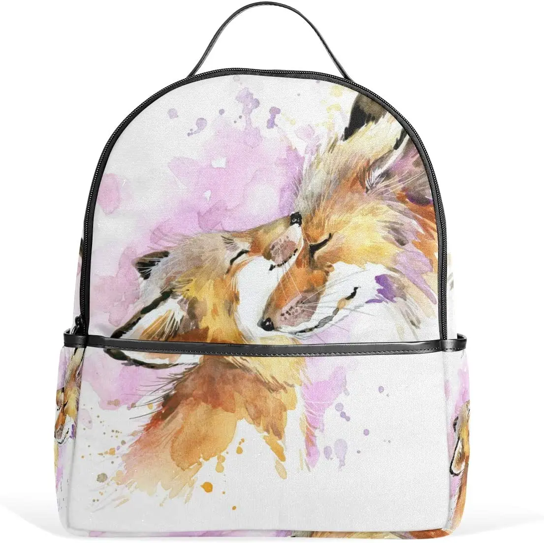 

Watercolor Hipster Fox Polyester Backpack School Travel Bag