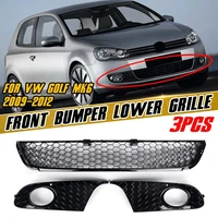 3pcs car front bumper fog light lamp grille grill cover bezel set lower grille for vw for golf mk6 2009 2012 5k0853665 5k0853666