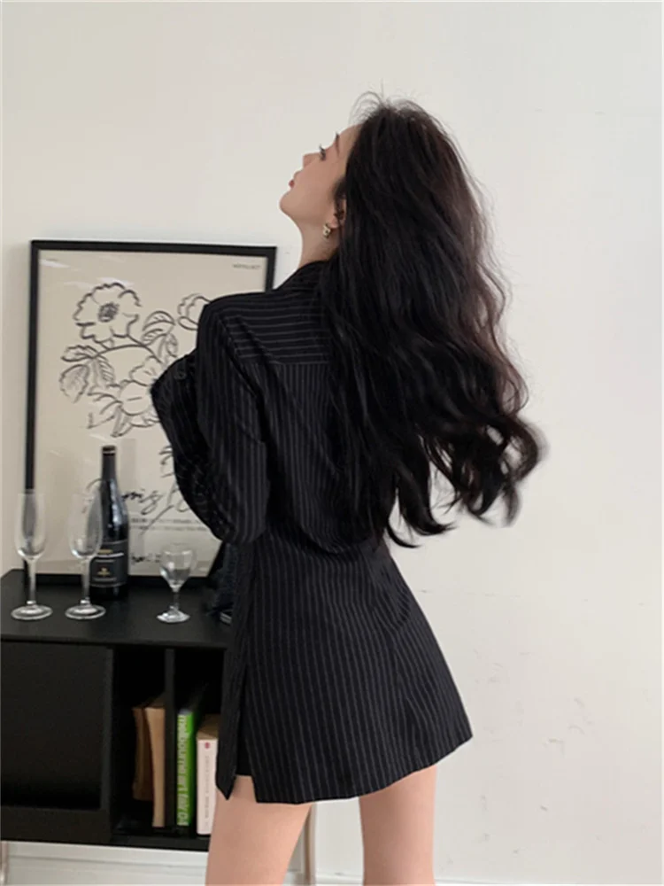 Женская Офисная рубашка в полоску с V-образным вырезом и длинным рукавом