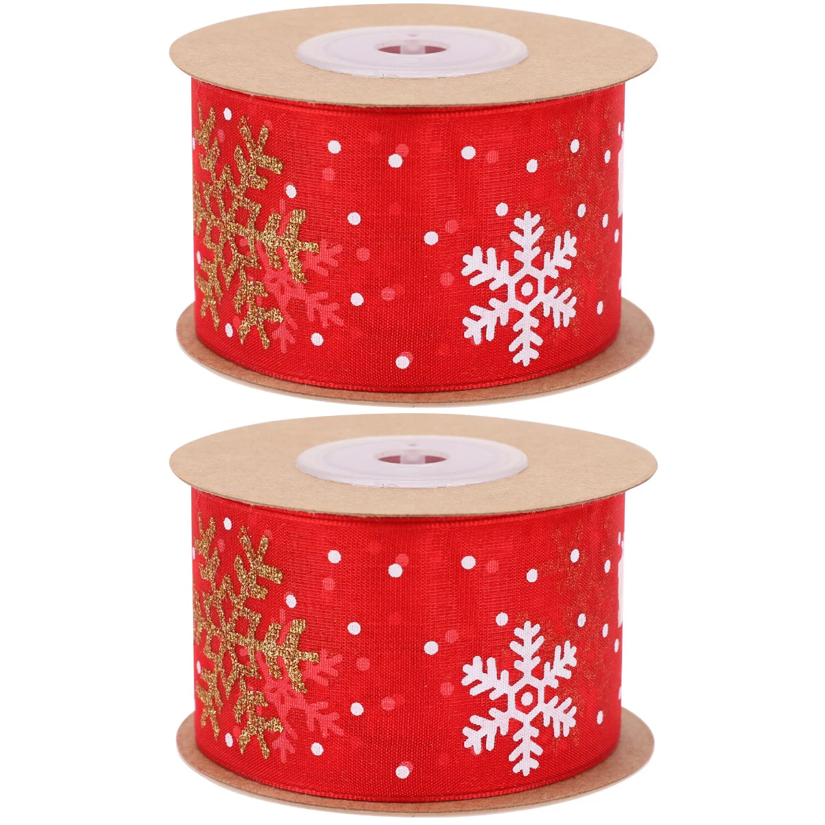 

2 pcs Christmas Packaging Ribbon Christmas Snowflake Pattern Gift Wrapping Ribbon