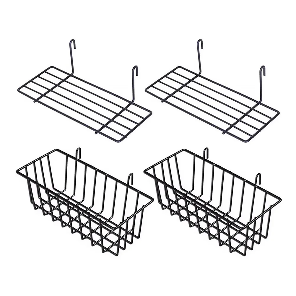 

Basket Wire Metal Organizer Wall Storage Hanging Bin Baskets Pegboard Cabinet Holder Fruit Steel Shelf Small Desktop Utility