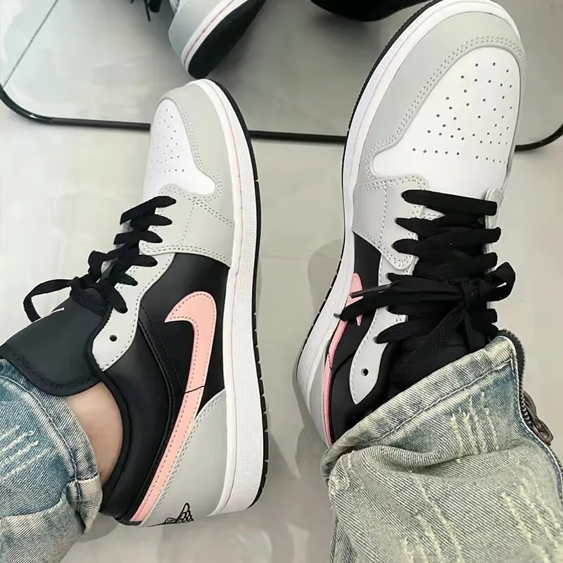 Jordan Air 1 низкие модные баскетбольные кроссовки в стиле ретро мужские белые черные