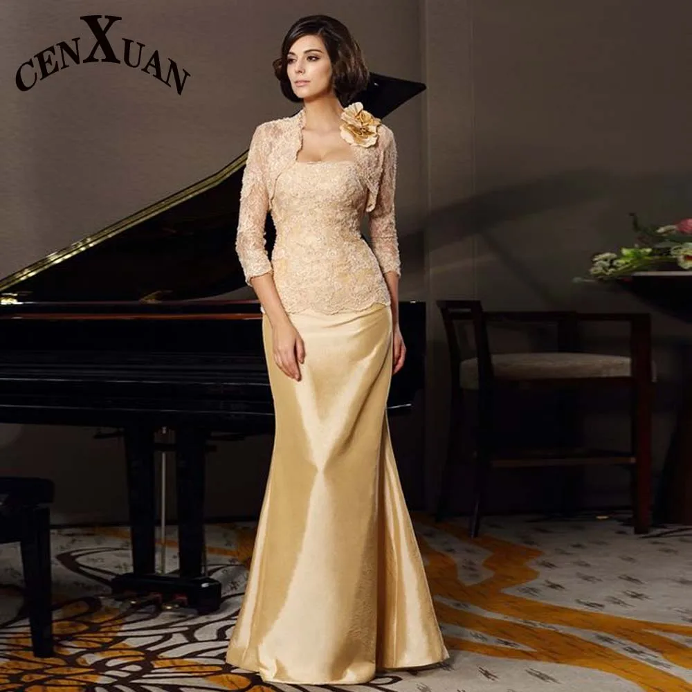 

Cenxuan Golden Mermaid Appliques Mother of The Brides Two Piece Evening For Women Formal Party Robes De Soirée Custom Made