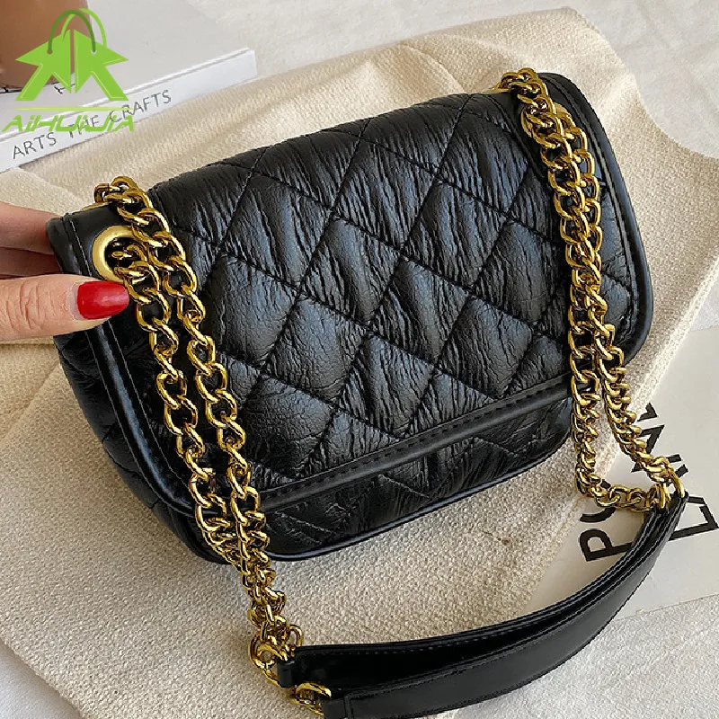 

Vintage Women's Shoulder Bag Pu Leather Lingge Pattern Women's Messenger Bag Brand Designer Simplicity Girl's Purse Handbags Sac